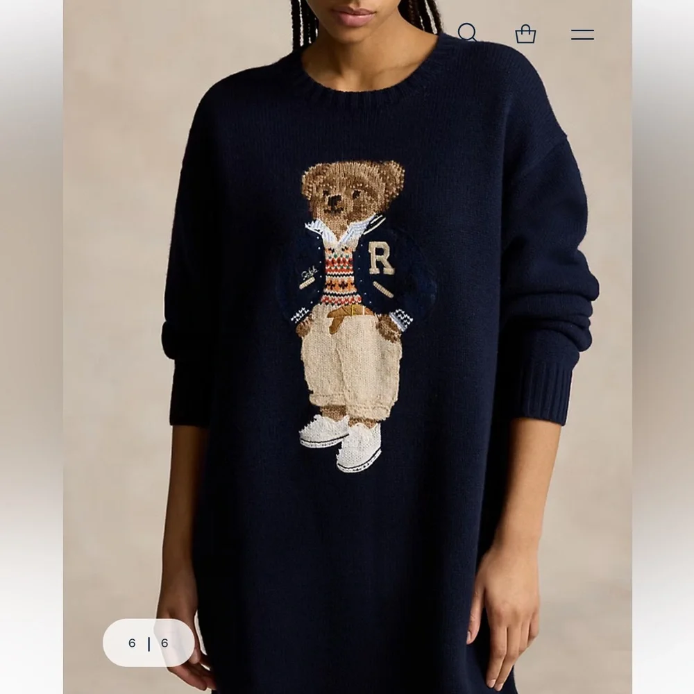 POLO RALPH LAUREN Bear Crewneck oversized Sweater Dress